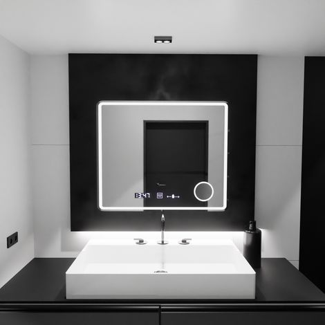Miroir LED 90x75 Desembuage Thermometre Loupe Cosmetique (1/5)