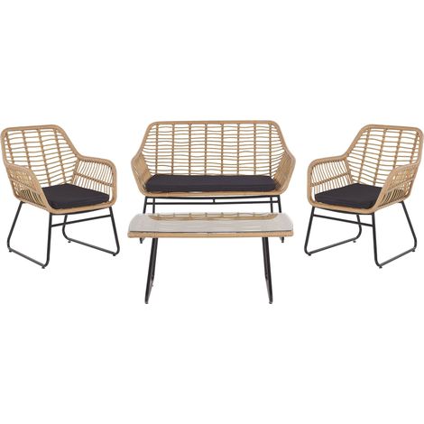 Lounge Set mit Tisch 4-Sitzer MINORI Polyrattan Beige