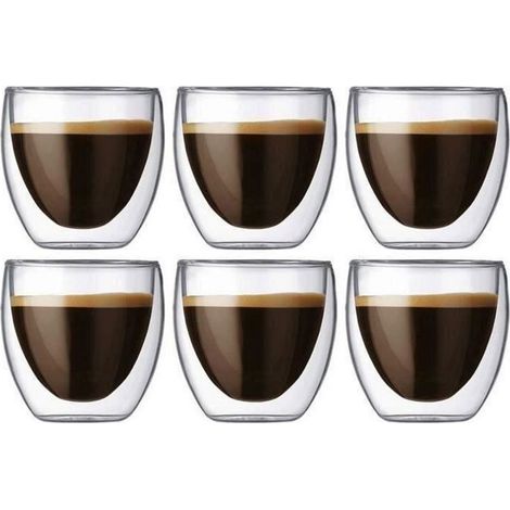 Kaffeetasse – Original – Glas – Doppelwandig – 80 ml – 6er-Set