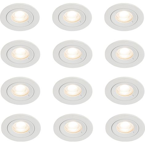 Set mit 12 weißen runden GU10 Einbauleuchten 50 mm IP44 - Xena