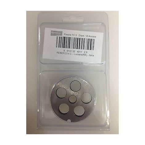 REBER PIASTRA TC 5 DIAM. 12 MM ACCIAIO INOX PER TRITACARNE ELETTRICO