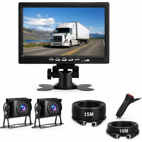 1080P HD Rear View Camera Kit - 7" LCD Screen 2 x IP68 Waterproof Wired Cameras - Low Light (1/5)
