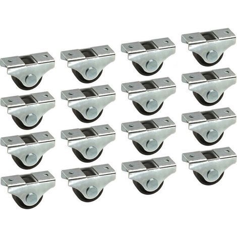 Roulettes Universelles 25 mm Noires pour Meubles, Lits, Chariots et Rangement – Lot de 16 Roulettes à Double Roulement (1/5)