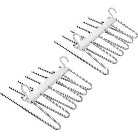 Lot de 2 cintres pliables pour pantalons, porte-pantalons multifonctionnel multicouche en acier inoxydable, blanc (1/5)