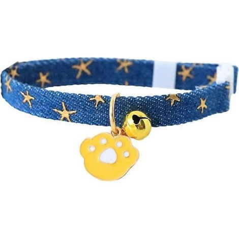 Collier personnalisé pour chien avec cloche, boucle de sécurité détachable, ajustable pour chiot, taille S, bleu marine. (1/4)