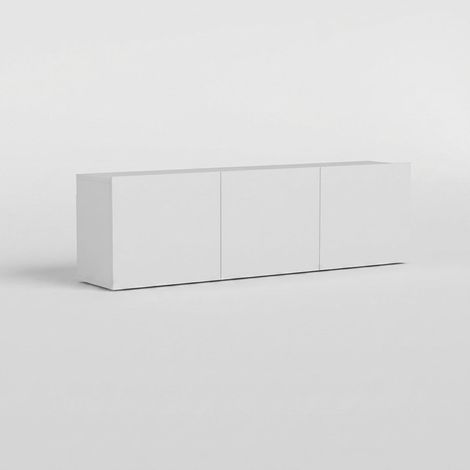 TV-Wagen mit schwebendem Design, Türen und Regale, 150 cm, Weiß