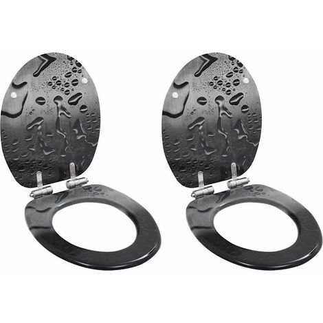 vidaXL Asiento inodoro WC 2 uds tapa cierre suave MDF diseño gota agua (1/5)