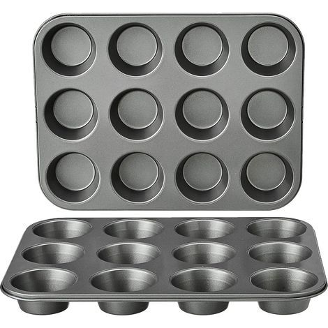 Amazon Basics Runde Antihaft-Muffinformen aus Kohlenstoffstahl, 2er-Set (1/5)