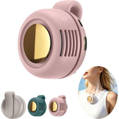 Mini ventilateur rechargeable USB à clip, 3 vitesses, rotation 360°, portable, rose (1/2)