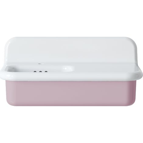 Lavabo retro asimétrico de cerámica de 80 cm - True Colors Lite - Rosa Confetto (1/4)