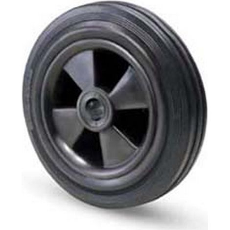 1PZ RUOTE INDUSTRIALI SEMPLICI FLANGIA TERMOPLASTICA IN GOMMA "112B" - mm.200x50 - foro mm.20 port. kg.205