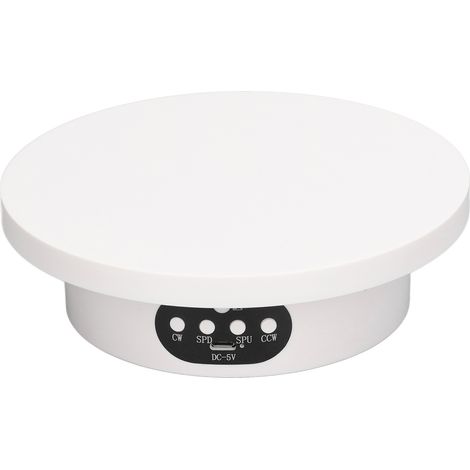Support rotatif 16cm blanc, télécommande, plateau tournant électrique 360° silencieux, présentoir à rotation lente pour vitrine, bijoux, cosmétiques (1/5)