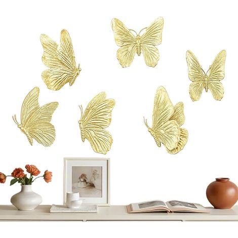 Set di 6 decorazioni murali a forma di farfalla 3D in resina, estetiche (1/5)