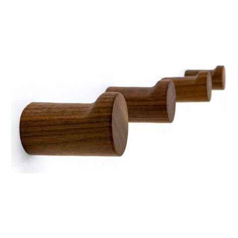 Crochets muraux en bois naturel – Lot de 4 – Modernes – Pinces décoratives en bois faites à la main minimalistes pour suspendre chapeau, manteaux (bois de noyer noir) (1/4)
