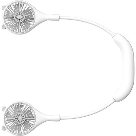 Ventilateur de cou rechargeable USB, mignon, portable, rétractable, à réglage universel, idéal pour les activités sportives et les voyages en extérieur (blanc). (1/5)