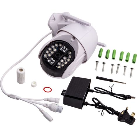 Weatherproof Outdoor Camera 1080P Pan Tilt Zoom Remote View UK Plug White