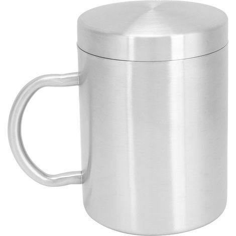 Tasse Isotherme en Acier Inoxydable avec Couvercle et Anse - Récipient Double Paroi pour Boissons Chaudes et Froides (400ml)