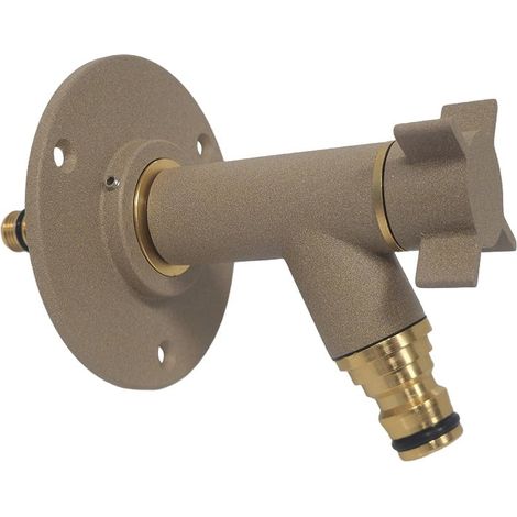 Robinet de jardin antigel OSLO horizontal Mâle 1/2" (15/21) avec son applique Multicouche Ø16x2 - Sable - Anquier (1/5)