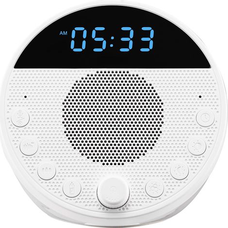 White Noise Machine mit 18 beruhigenden Klängen, 7-Farben-Nachtlicht, Doppelwecker mit Timer, APP-Steuerung für Baby und Erwachsene. (1/5)
