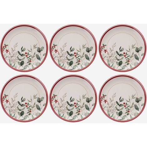 Lot de 6 dessous d'assiettes en grès cérame Xmas Cherry (1/3)