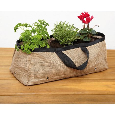 Grande jardinière terrasse en toile de jute