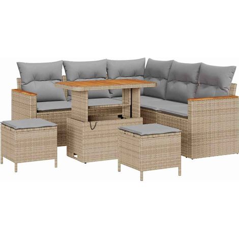 Maison Exclusive - Set Divano da Giardino con cuscino 8 pcs Beige Poly Rattan
