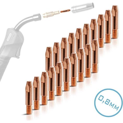 STAHLWERK Set de 20 buses AK25  MB25  KD24  MB24 Buses de courant  Buses de contact M6x28 en 0,8 mm (1/4)