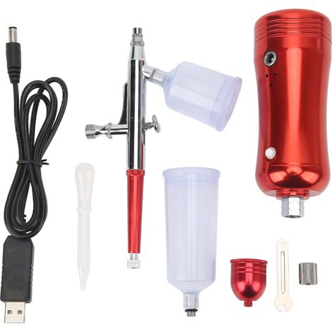 28PSI Handheld-Airbrush-Kit Wiederaufladbare Luftpumpe Luftfarbe Spritzpistole mit 0,3mm Düse (1/5)