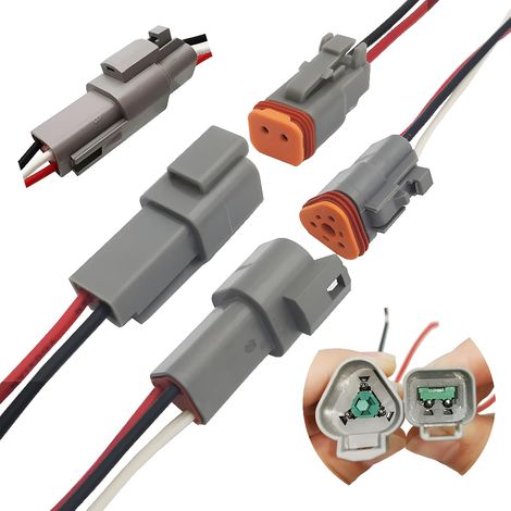 Connecteur DT, connecteurs à broches étanches mâles et femelles, avec câble 16AWG, pour moto, scooter, voiture, bateaux (1 Sets2 Pin, 1 Sets3 Pin) (1/4)