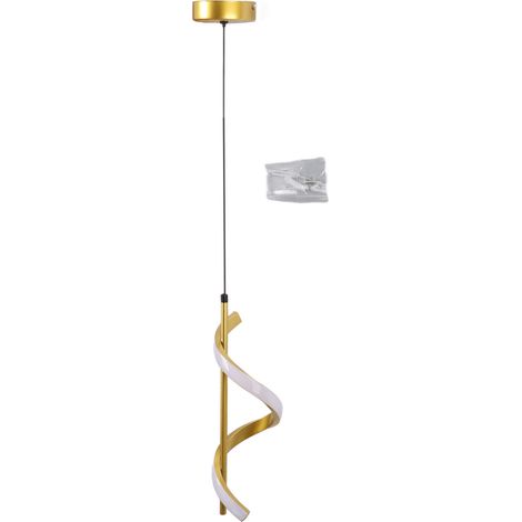 Ortviai Suspension LED Spirale Dorée pour Salon, Café ou Chambre – Éclairage Chaud 85-265 V, Protection des Yeux