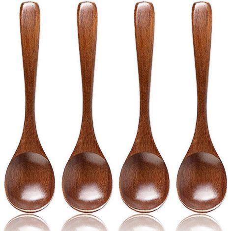 Ensemble de cuillères à soupe en bois pour mélanger et remuer, cuillères à soupe artisanales pour café, miel, thé, etc. - Style 2 (1/5)