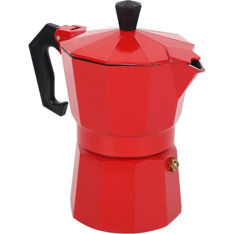 Cafetière italienne en aluminium de 300 ml (6 tasses) avec accessoires pour le bureau et la maison (rouge) (1/5)