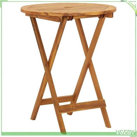 Ensemble bistro pliable - FAFEICY - 43381 - Bois d'acacia - Table Ø60 cm - 2 chaises pliantes (1/5)