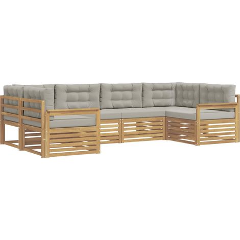 Outdoor Sofa Set with Cushion 6 pcs White and Light Grey vidaXL (1/5)