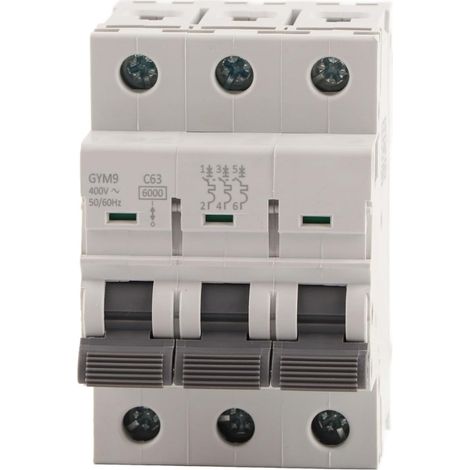 Disjoncteur Miniature AC, Disjoncteur à Montage Sur Rail DIN 230/400V 3 Pôles, Disjoncteur De Courant De Protection Contre les Fuites électriques(63A) (1/5)