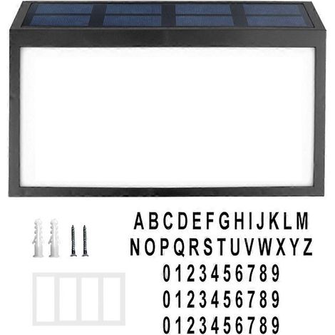 Éclairage solaire mural étanche à LED pour plaque de porte avec numéro d'adresse. (1/5)