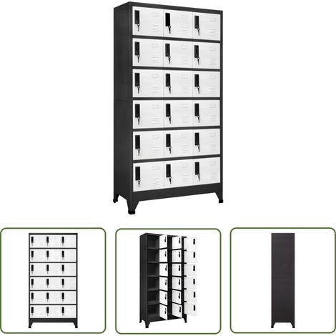 The Living Store Schließfachschrank Anthrazit und Weiß 90x40x180 cm Stahl - Metallschrank - Schliessfachschrank - Bürobedarf - Garderobe - Lagerraum (1/5)