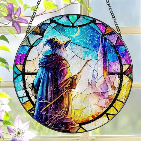 Attrape-soleil en vitrail 9 cm – Décoration suspendue pour fenêtre et mur, cadeau Noël et anniversaire (1/4)