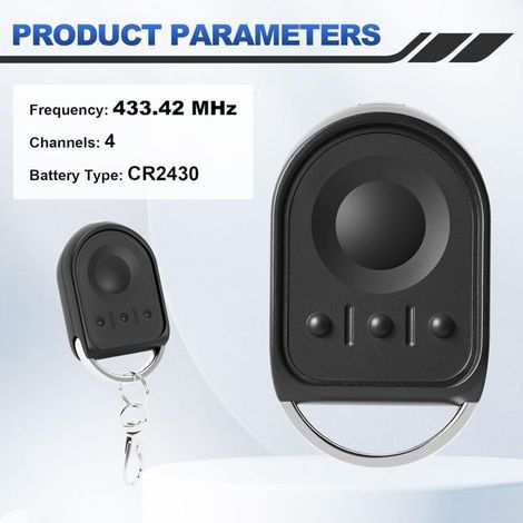 Fernbedienung für 1841064, 433,42 MHz 4-Kanal-Torfernbedienung, kompatibel mit Tor- und Garagentorantrieben (2er-Pack) (1/5)