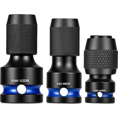 Lot de 3 Adaptateurs de Douille 1/2" 3/8" 1/4" vers Hexagonal 1/4" (1/5)