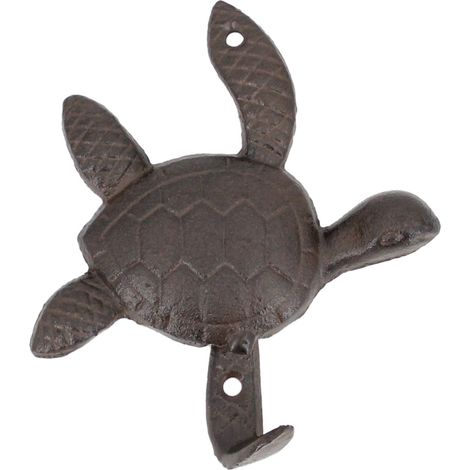Dekorativer Schildkröten-Aufhänger aus Gusseisen für Garten und Wand, rustikale Verzierung, einzigartige Garderobe, ideal für den Außenbereich