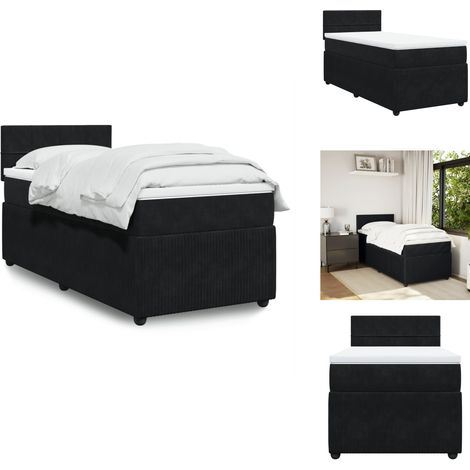 Boxspringbett mit Matratze Schwarz 80x200 cm Samt - Boxspringbett - Boxspringbetten - Bett - Betten (1/5)