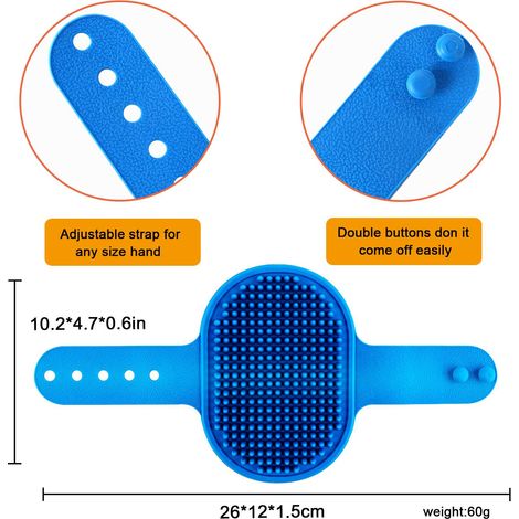 Brosse de toilettage pour chien, brosse à shampoing et bain pour animaux de compagnie, peigne en caoutchouc pour massage apaisant avec poignée réglable pour chiens et chats à poils longs et courts (lo (1/3)