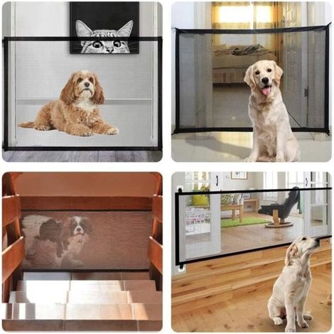 Barrière de sécurité pliable - 110x72cm - Pour chiens et chats - Noir (1/3)
