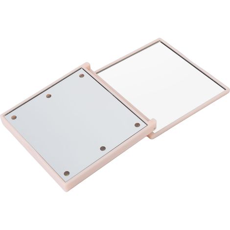 Miroir de maquillage voyage LED double face grossissant 2x, lumière blanche, miroir de poche rose pour sac à main, cosmétique portable (1/5)