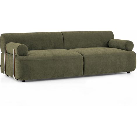 Canapé 3 places en tissu tramé toucher doux vert vintage VOLTA (1/5)