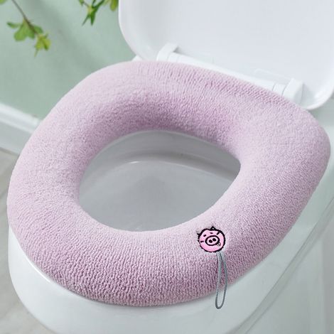Couvre-Abattant De Toilette - 36 x 44 cm - En Polyester - Lavable En Machine - Pour Salle De Bains - 1 Pièce (1/4)