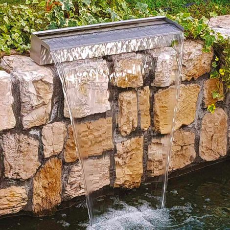 Lama d’Acqua Effetto a Cascata per Piscina o Laghetto 60x14xH10 cm in Acciaio Inox Lucido (1/3)