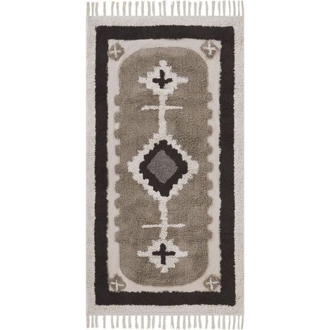 Tappeto Beige Cotone fatto a mano stile Tradizionale 80 x 150 cm Geyve (1/5)