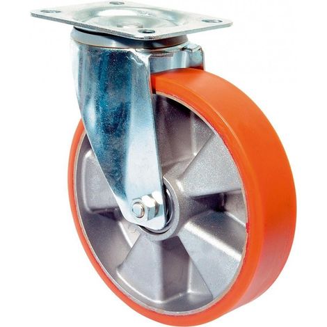 Chariot de direction D.80mm Trgf.120kg avec plaque en fonte-PUR (1/3)
